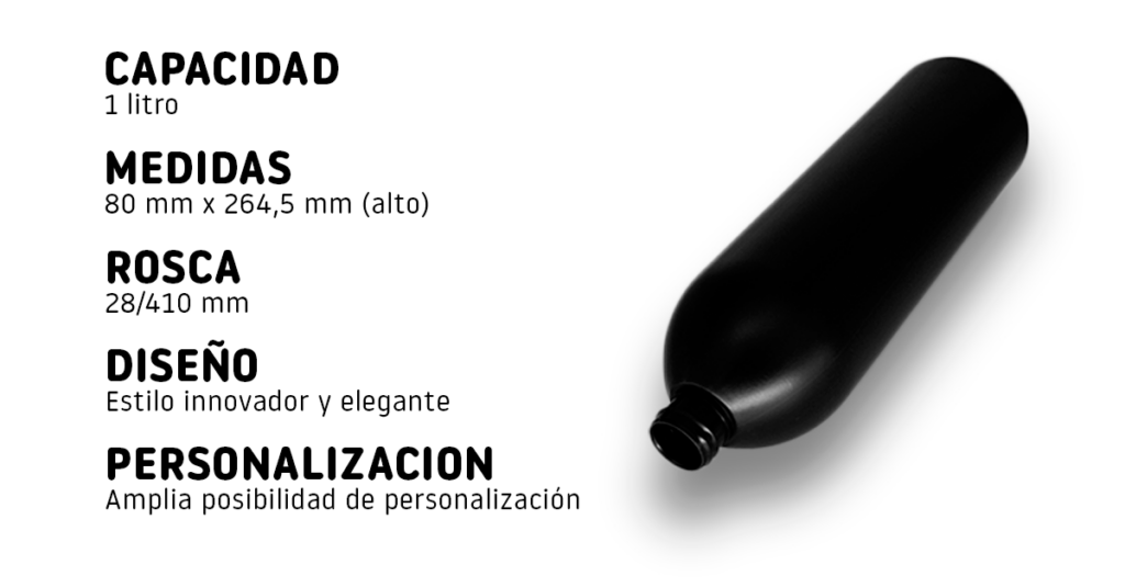 La nueva botella de plastico de 1 L con rosca 28 mm de Pérez Linares destaca por su diseño innovador y personalizable