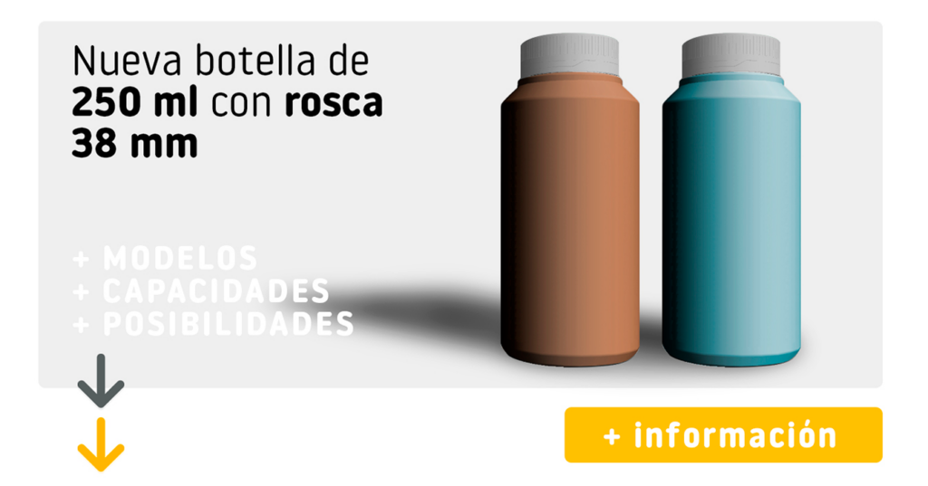 Nueva botella de plástico de 250 ml con rosca 38 mm