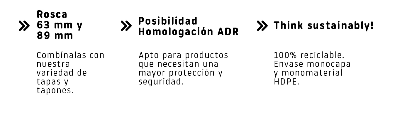 Características botellas tarros