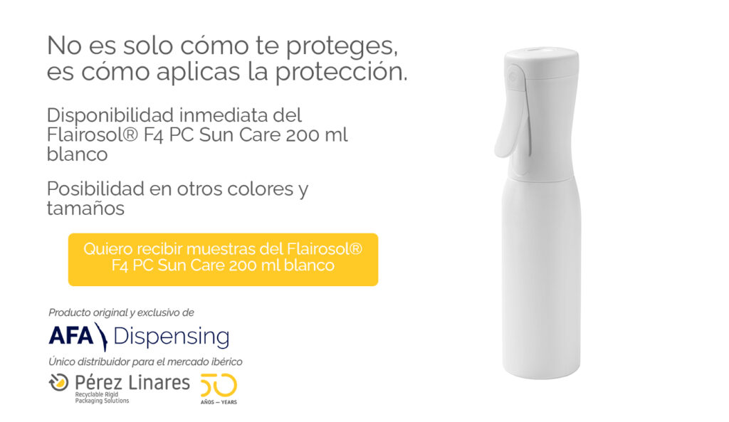 Disponibilidad y personalización del pulverizador Flairosol F4 PC Sun Care 200 ml